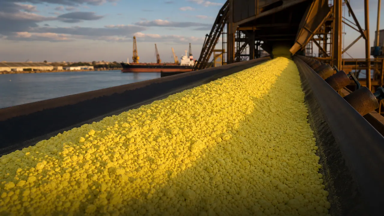 Granular sulphur stockpile